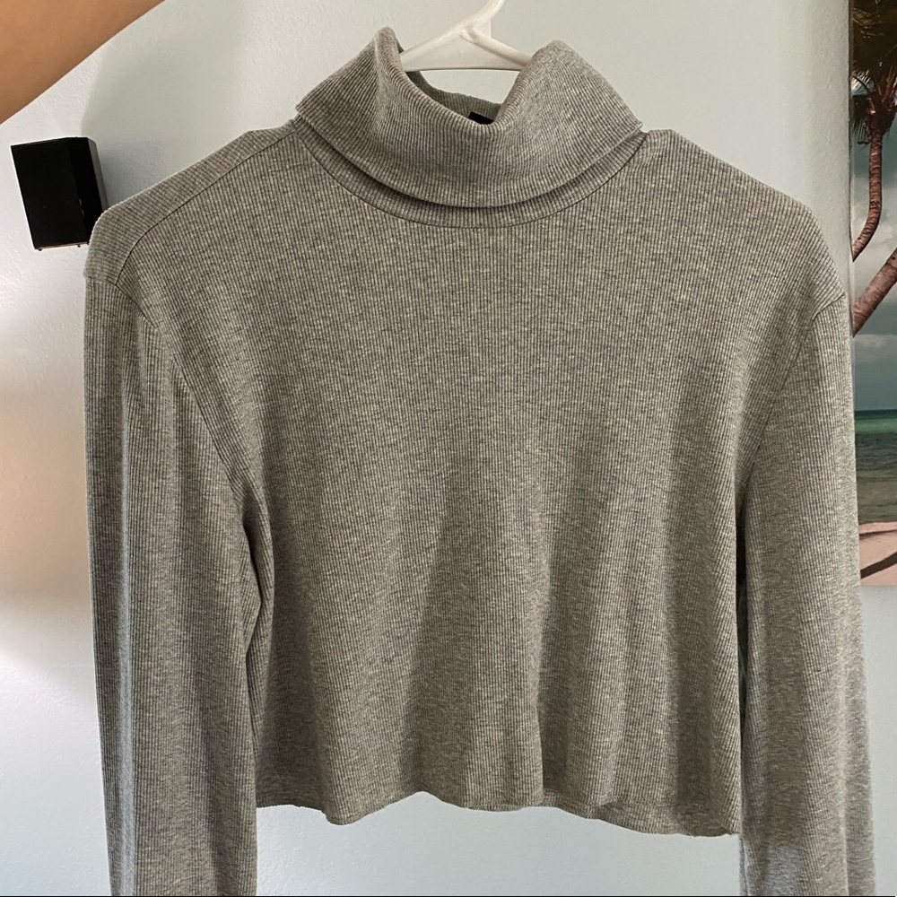 Grey cropped turtleneck